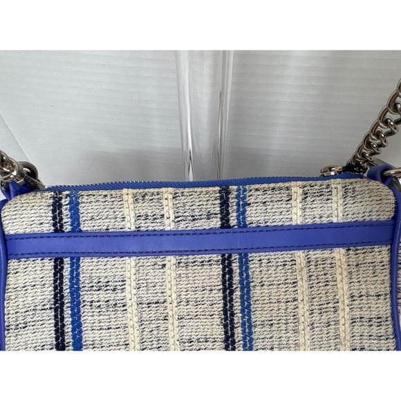 Rebecca Minkoff Mini Crossbody Bag Blue Striped Woven Leather Trim -see pics - Picture 5 of 8